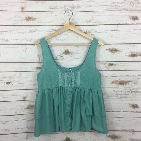 Free People Tops - Free People Teal Boho Babydoll Top Size Small